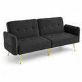 Schlafsofa aus Samt Schwarz mit Metallbeinen