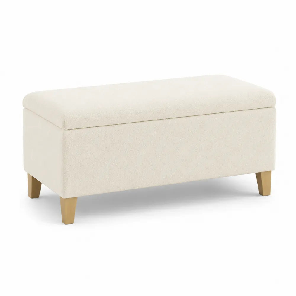 Sitzbank mit Stauraum Stoff Beige Holz 120x40x45cm