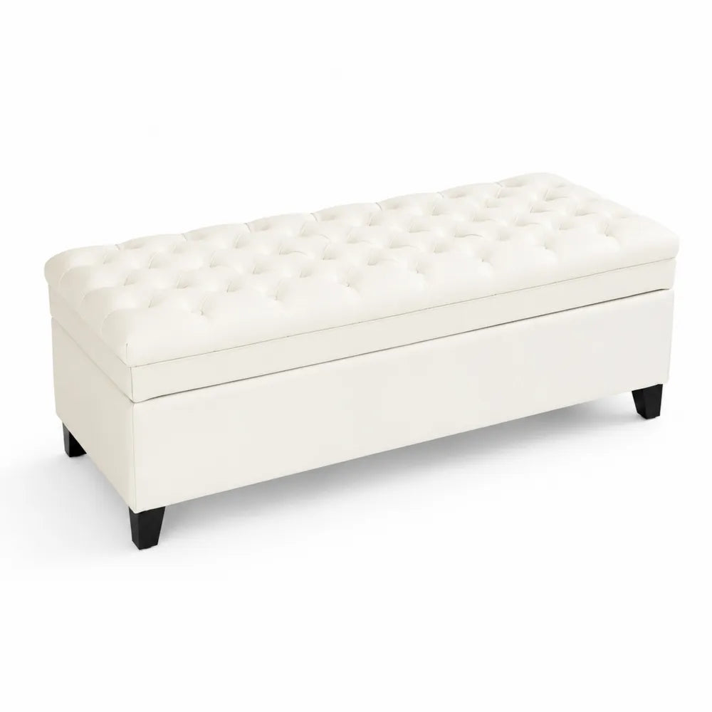 Sitzbank mit Stauraum aus Kunstleder Weiß 120cm
