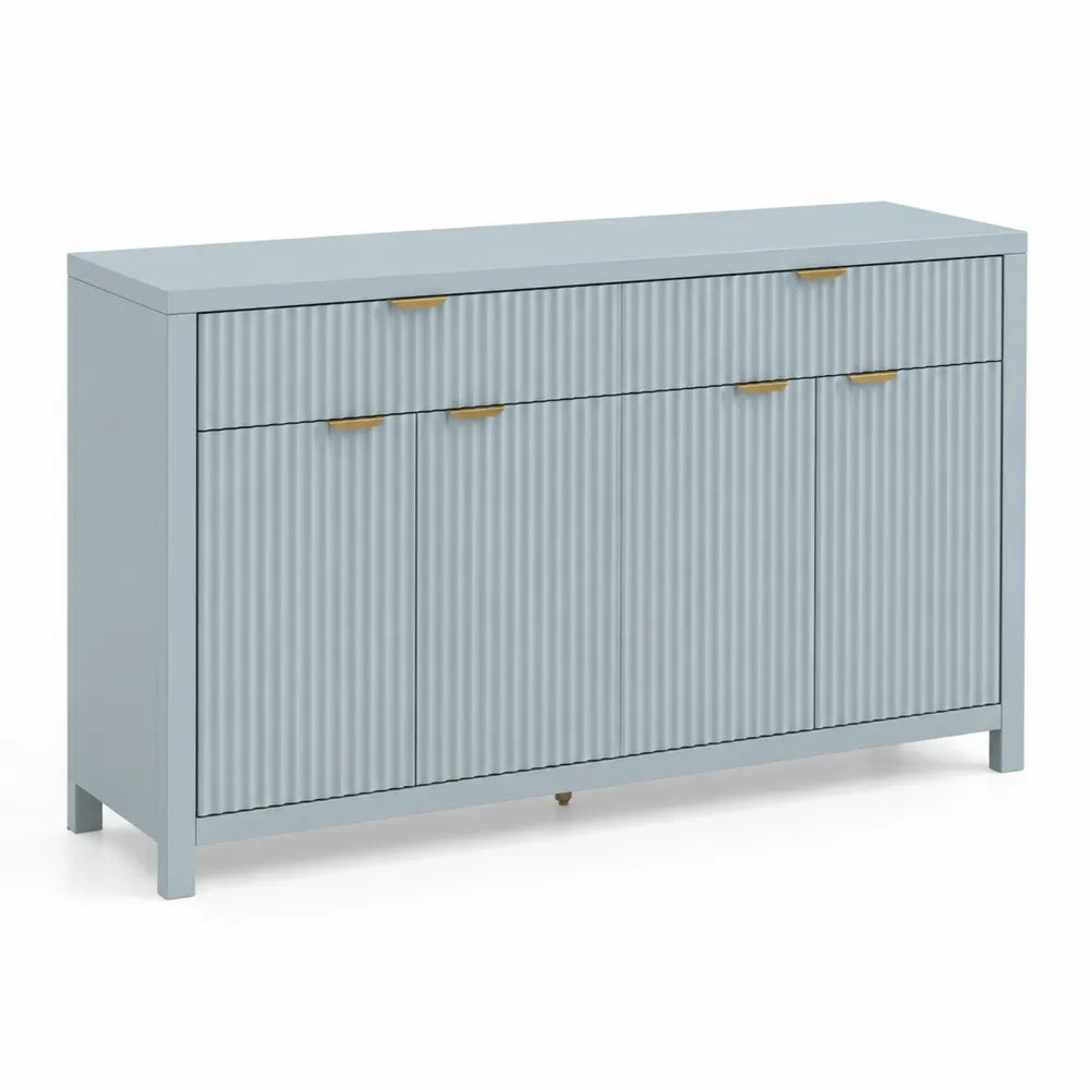 Sideboard Holz Grau mit Metallgriffen 120x35x85 cm