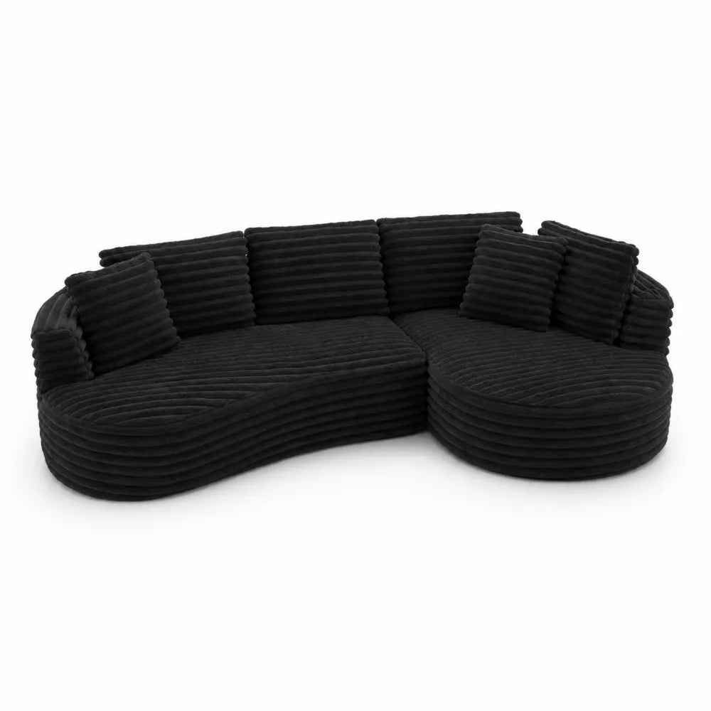 Modulares Sofa aus Cordstoff Schwarz Rund 325x250x85cm
