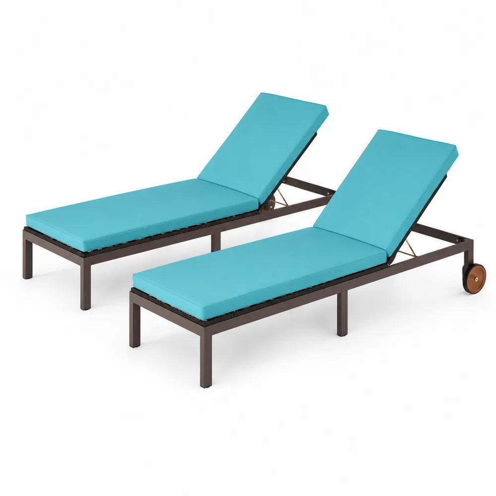 2er Set Aluminium Sonnenliegen Türkis