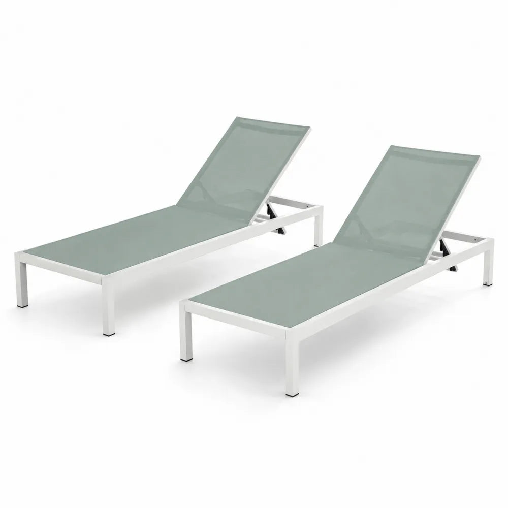 2-teiliges Sonnenliegen-Set aus Aluminium und Textilene in Grau