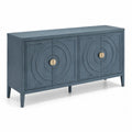 Sideboard Holz Blau mit Kreisdekor und Metallgriffen