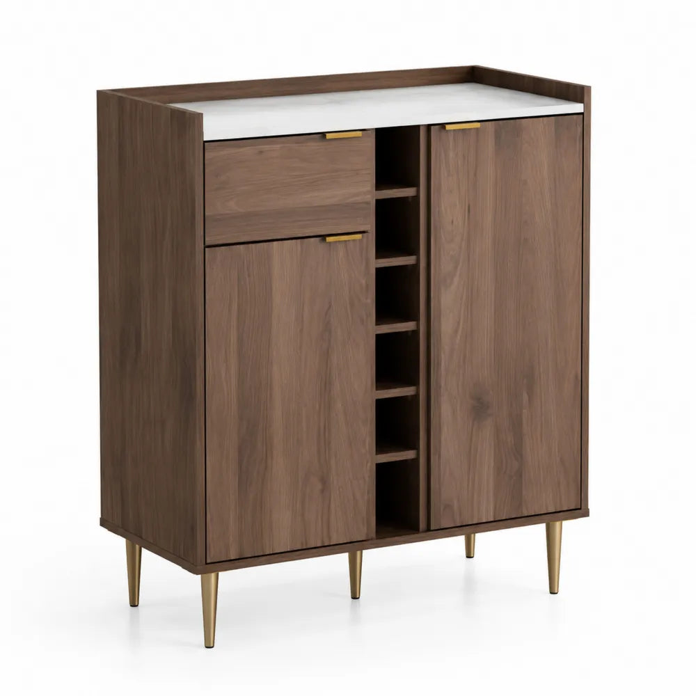 Sideboard Holz Walnuss mit weißer Oberfläche 120x90x40 cm