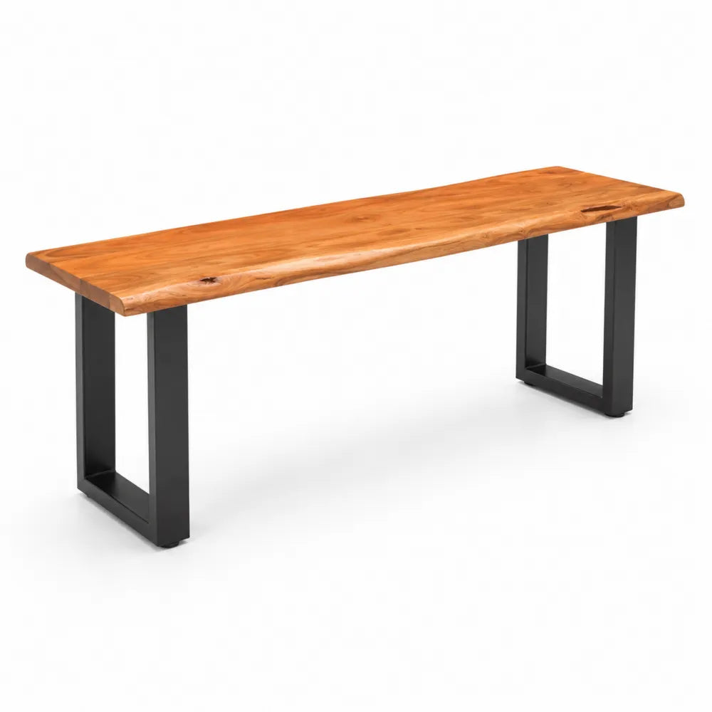 Bank aus Akazienholz mit Metallgestell 180cm